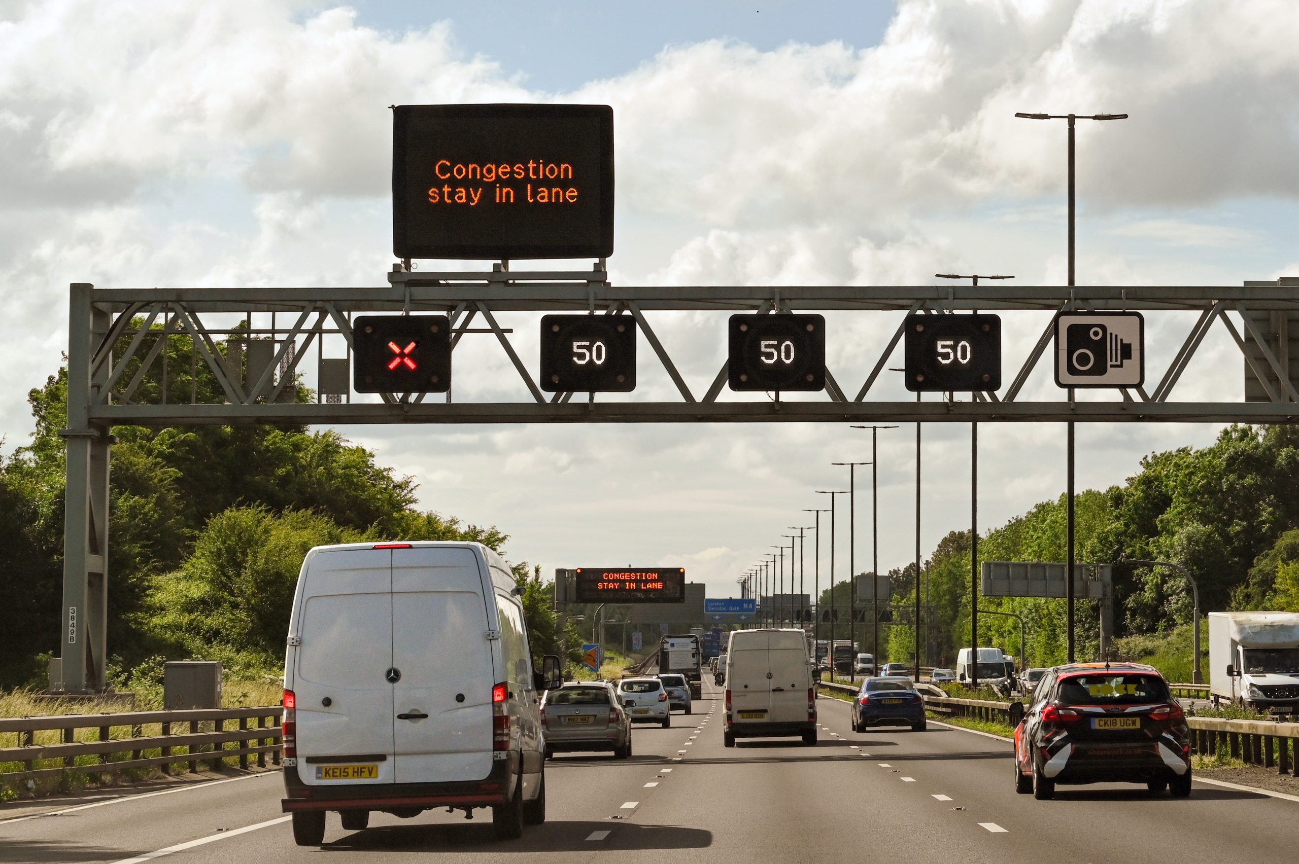 Lane closure on motorway