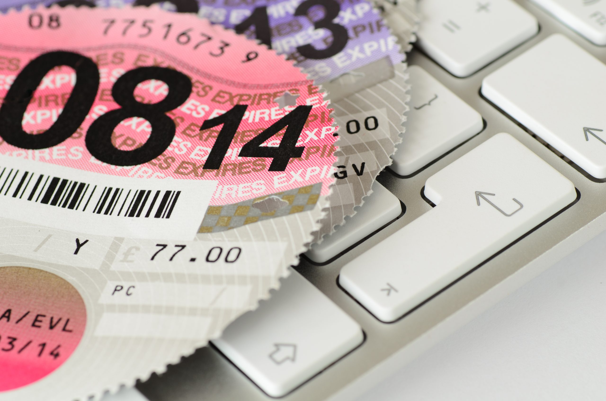 Tax Discs on Keyboard