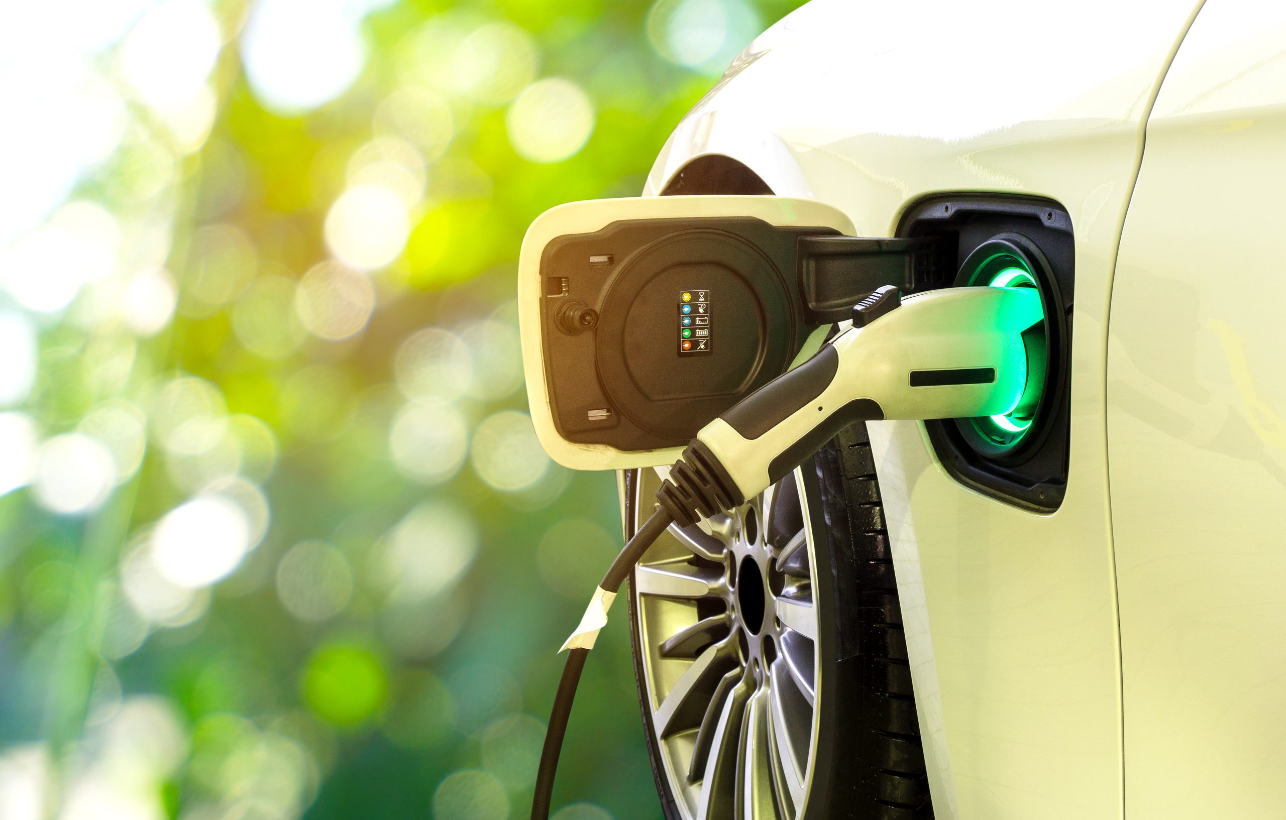 Electric Car Charging at Station