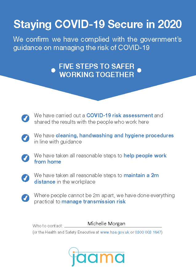 Covid Secure 2020 Certificate 