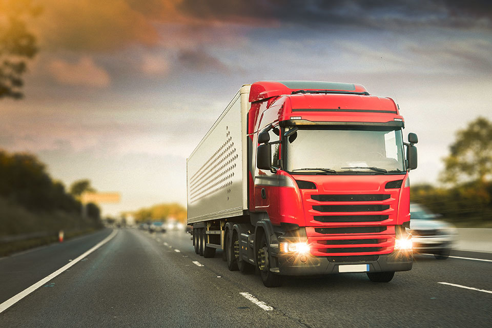 Lorry travelling on motorway