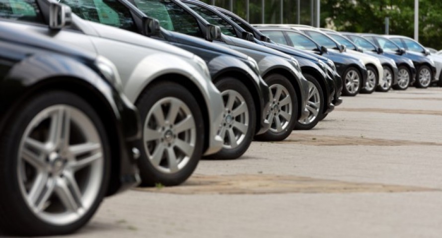 Cars lined up on car park