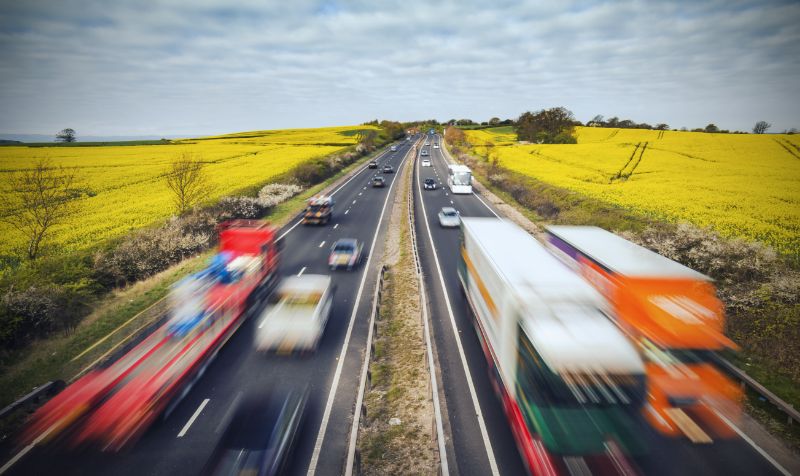 Motorway with blurred traffic