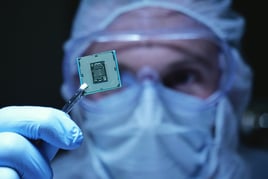 Person holding semiconductor