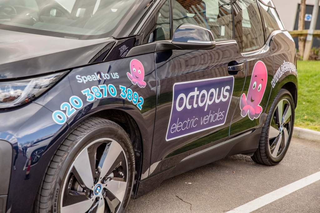 Octopus Electric Vehicles Car with branding 