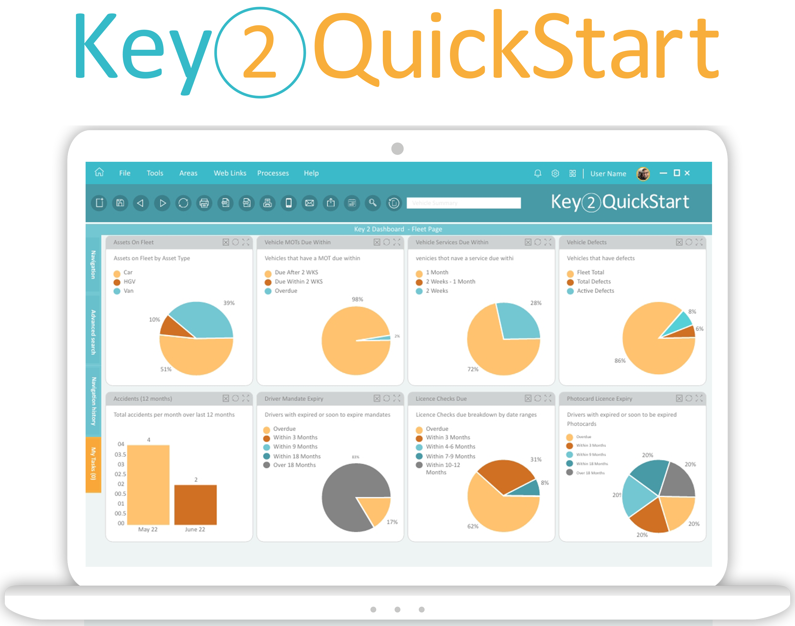 Key2 QuickStart dashboard on Laptop with Logo