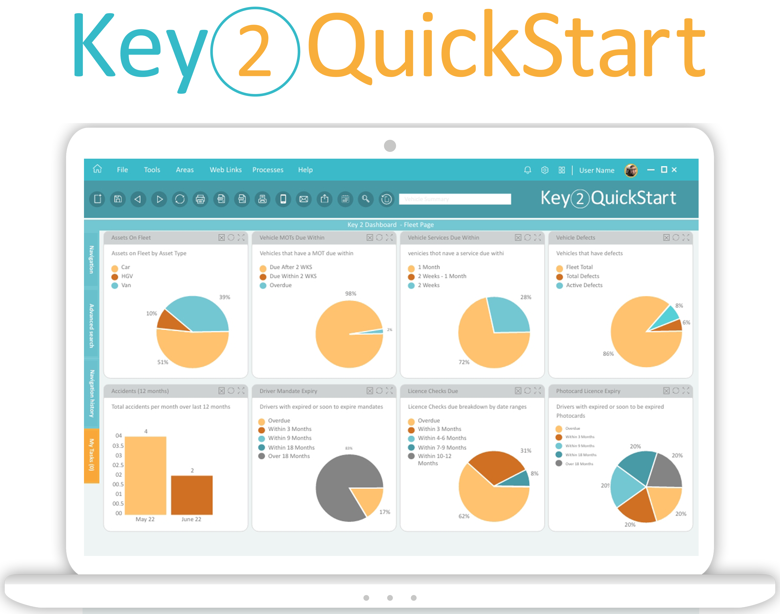 Key2 QuickStart dashboard on Laptop with Logo