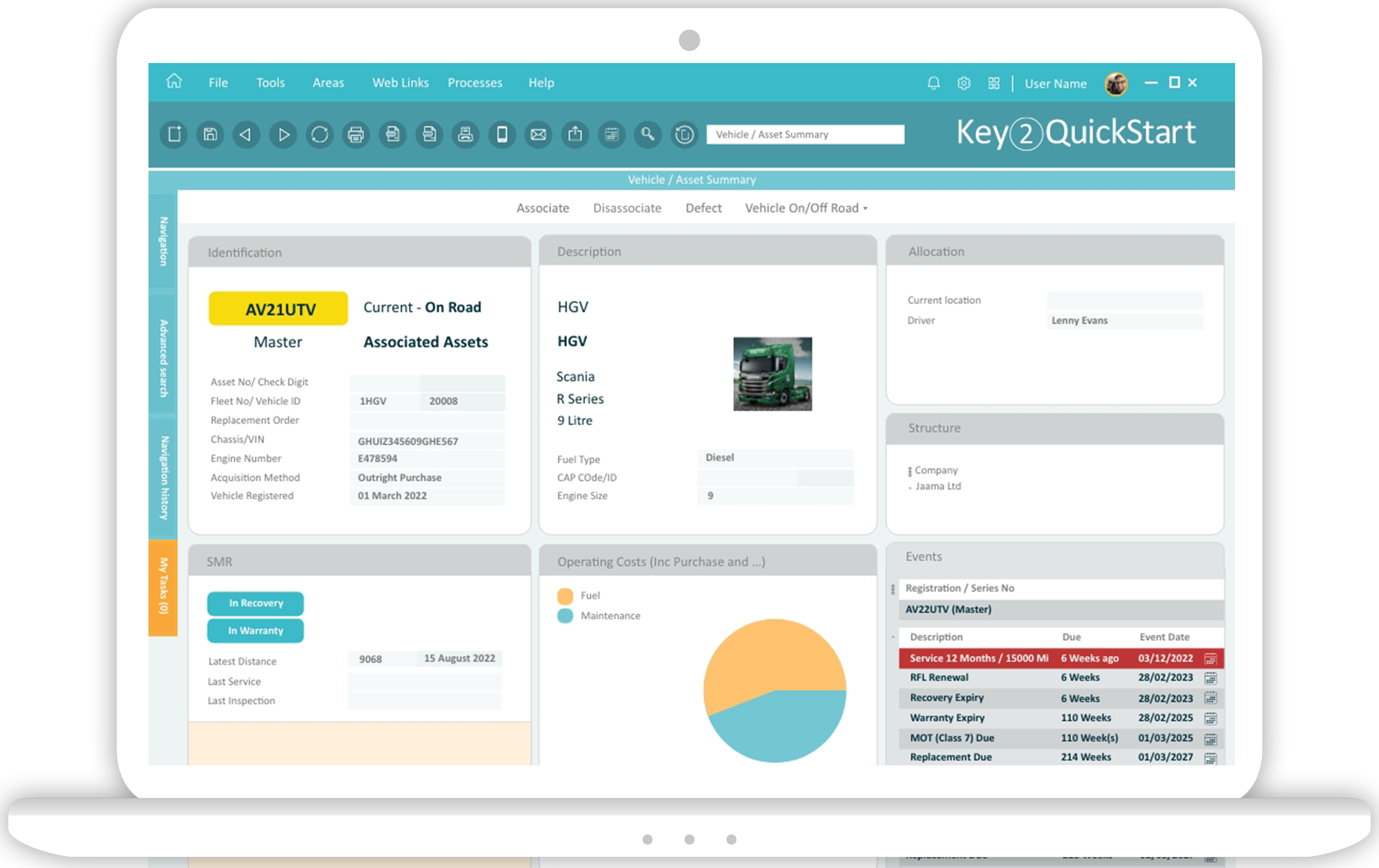 Key2 QuickStart Vehicle and Asset Summary for small fleets