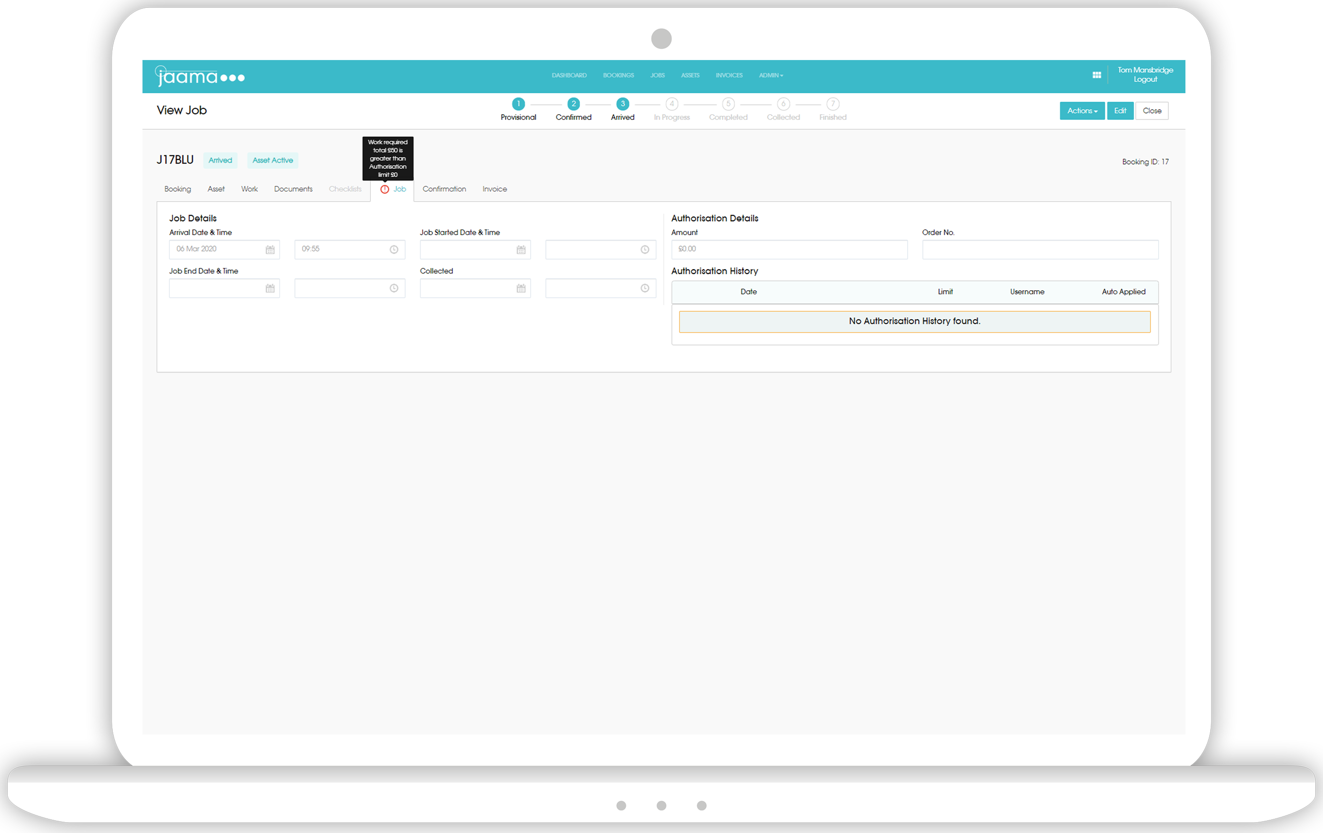 Supplier Requires Authorisation in Maintenance Exchange on Laptop